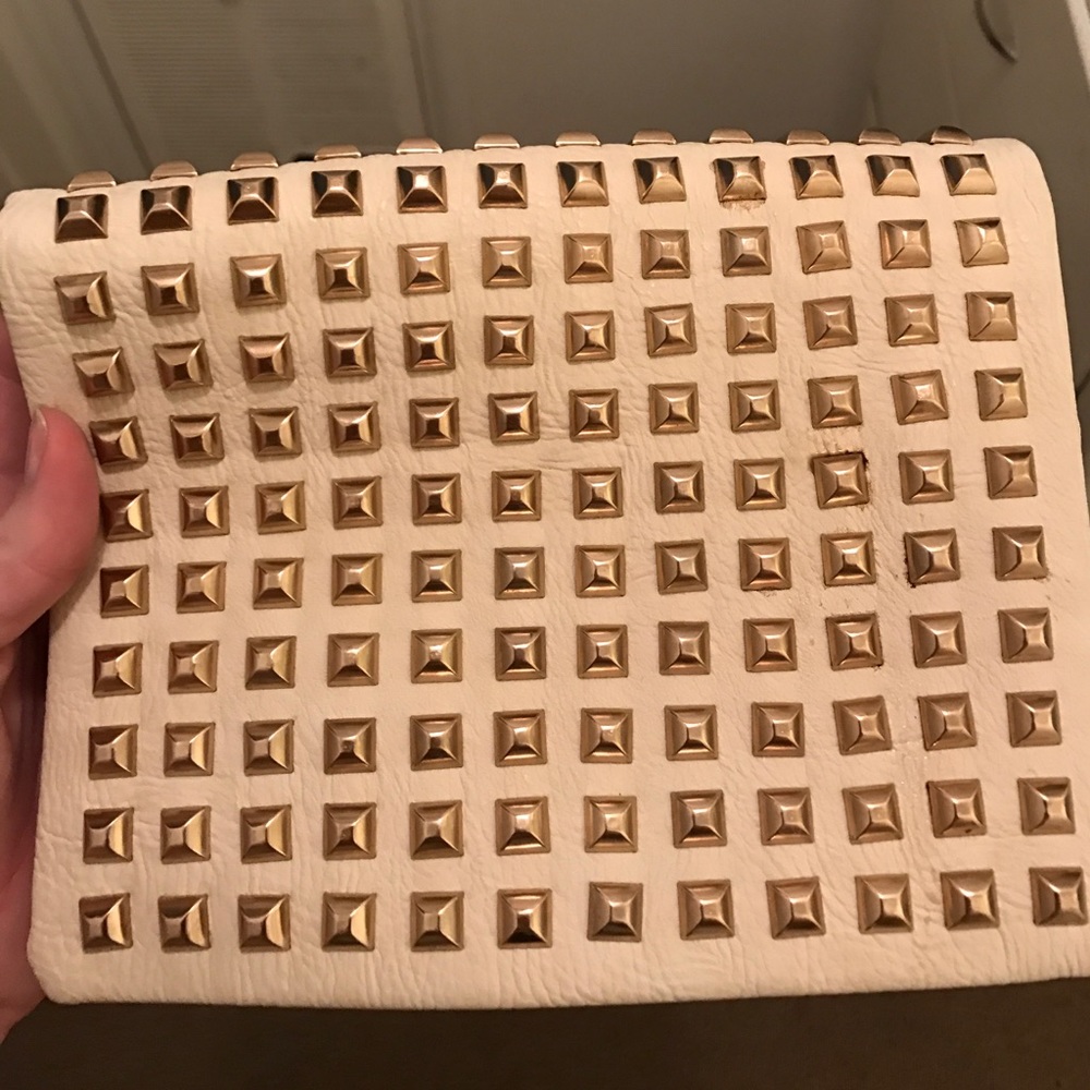 Gold studded white bag