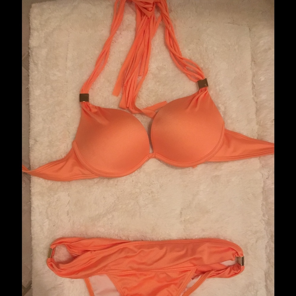 Victoria secret orange push up bathing suit
