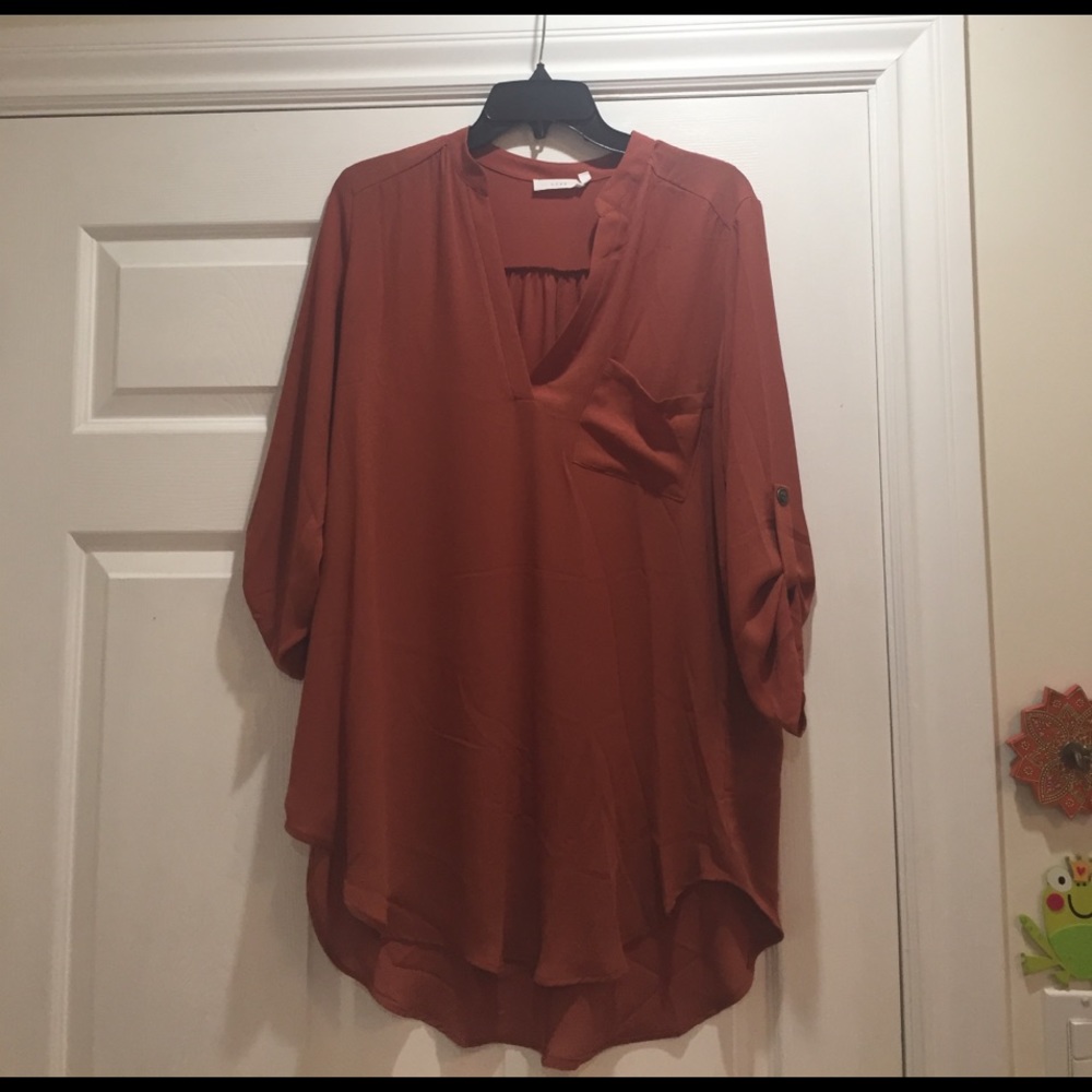 Burnt orange lush chiffon shirt