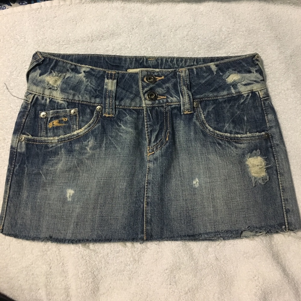 O'Neill Distressed Denim Mini Skirt
