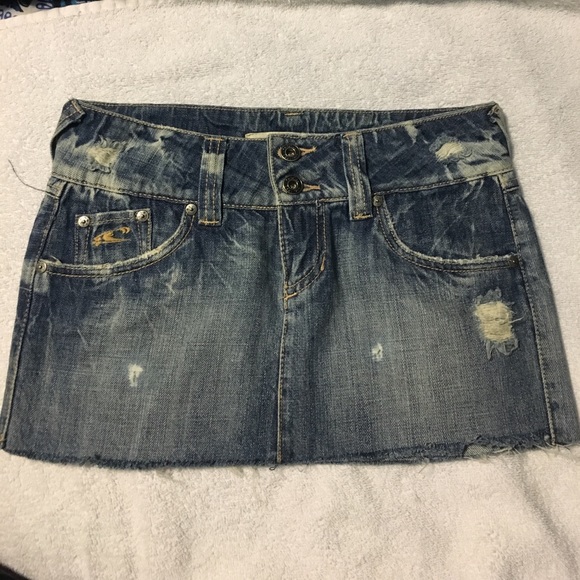 O'Neill Distressed Denim Mini Skirt - Picture 1 of 2