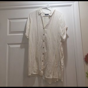 Cream short sleeve button down