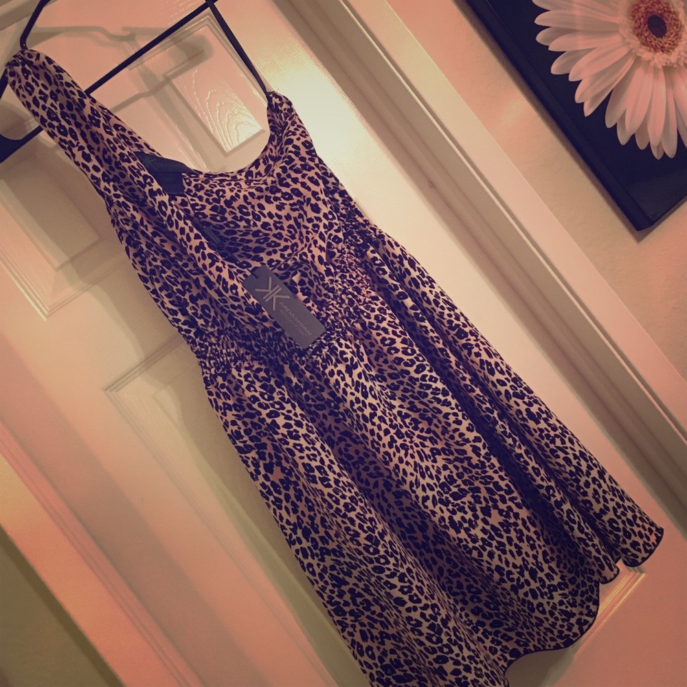 One shoulder leopard print dress