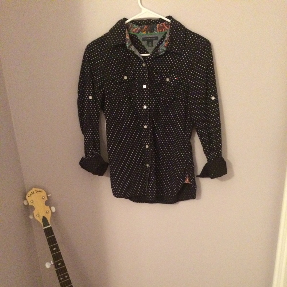 Navy blue button down shirt