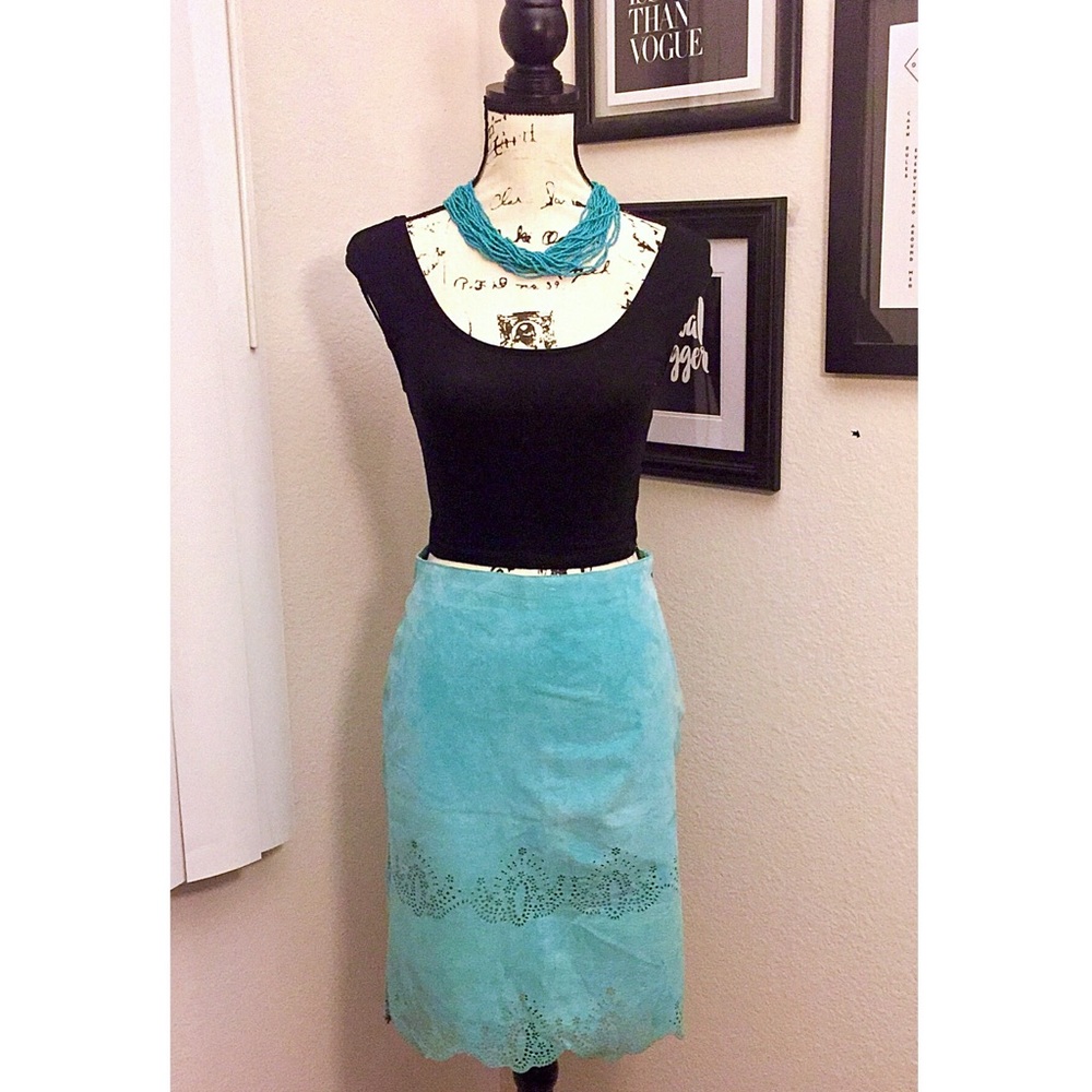 Turquoise Suede Skirt