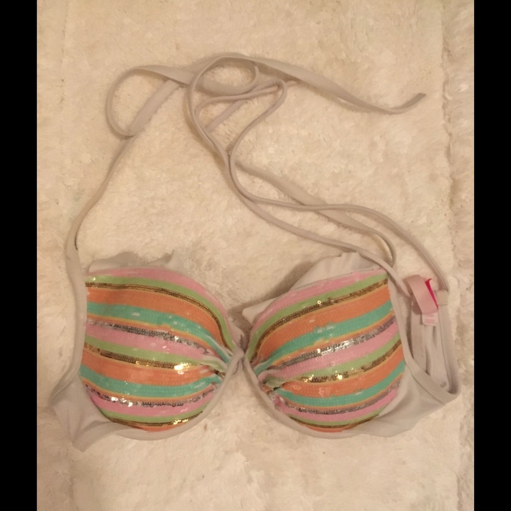 Victoria secret sequin striped bikini top