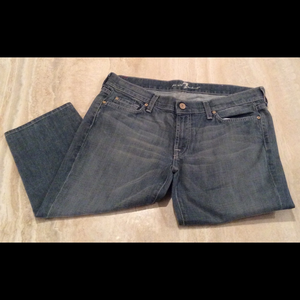 7 For All Man Kind Roxanne Cropped Knee Shorts