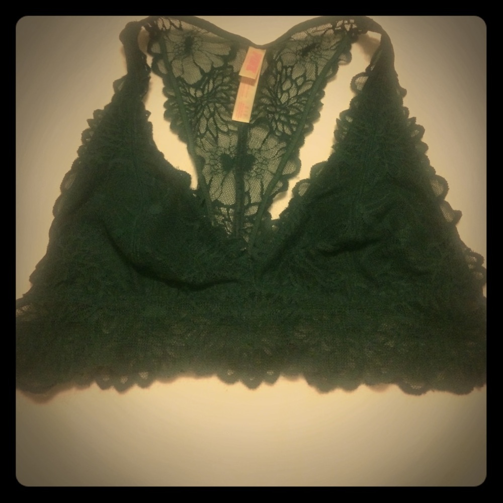 PINK hunter green bralette