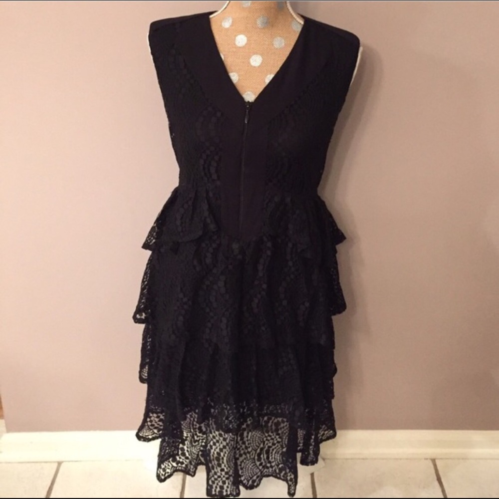 Alfani Lace Tiered Ruffle Dress