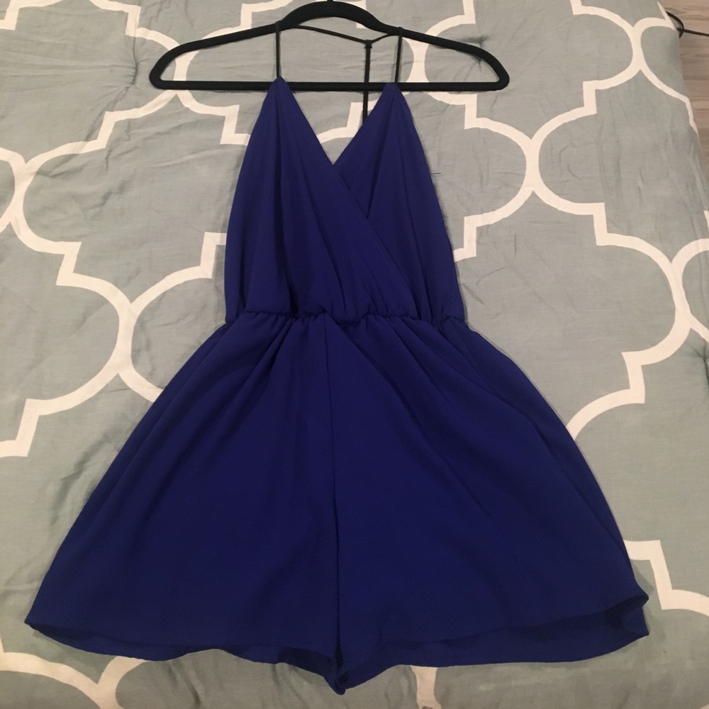 Backless Blue Romper