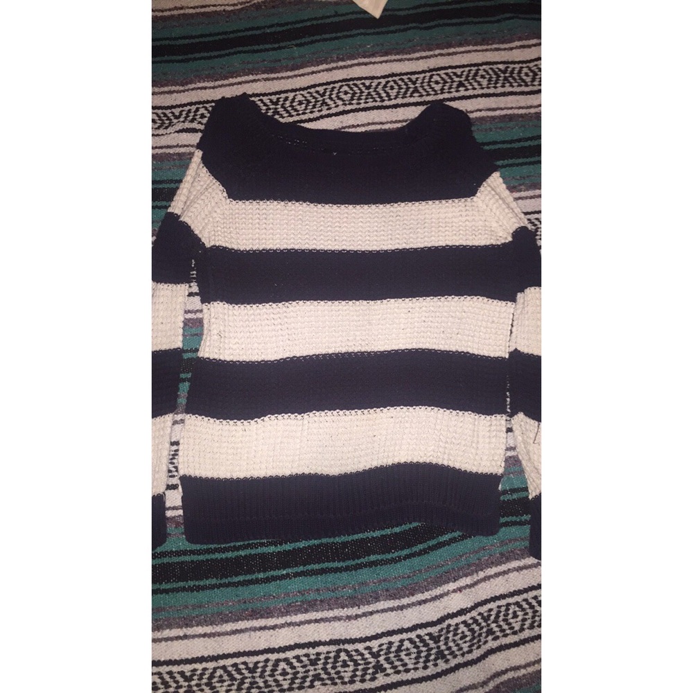 Navy and White Knit Sweater (XL)
