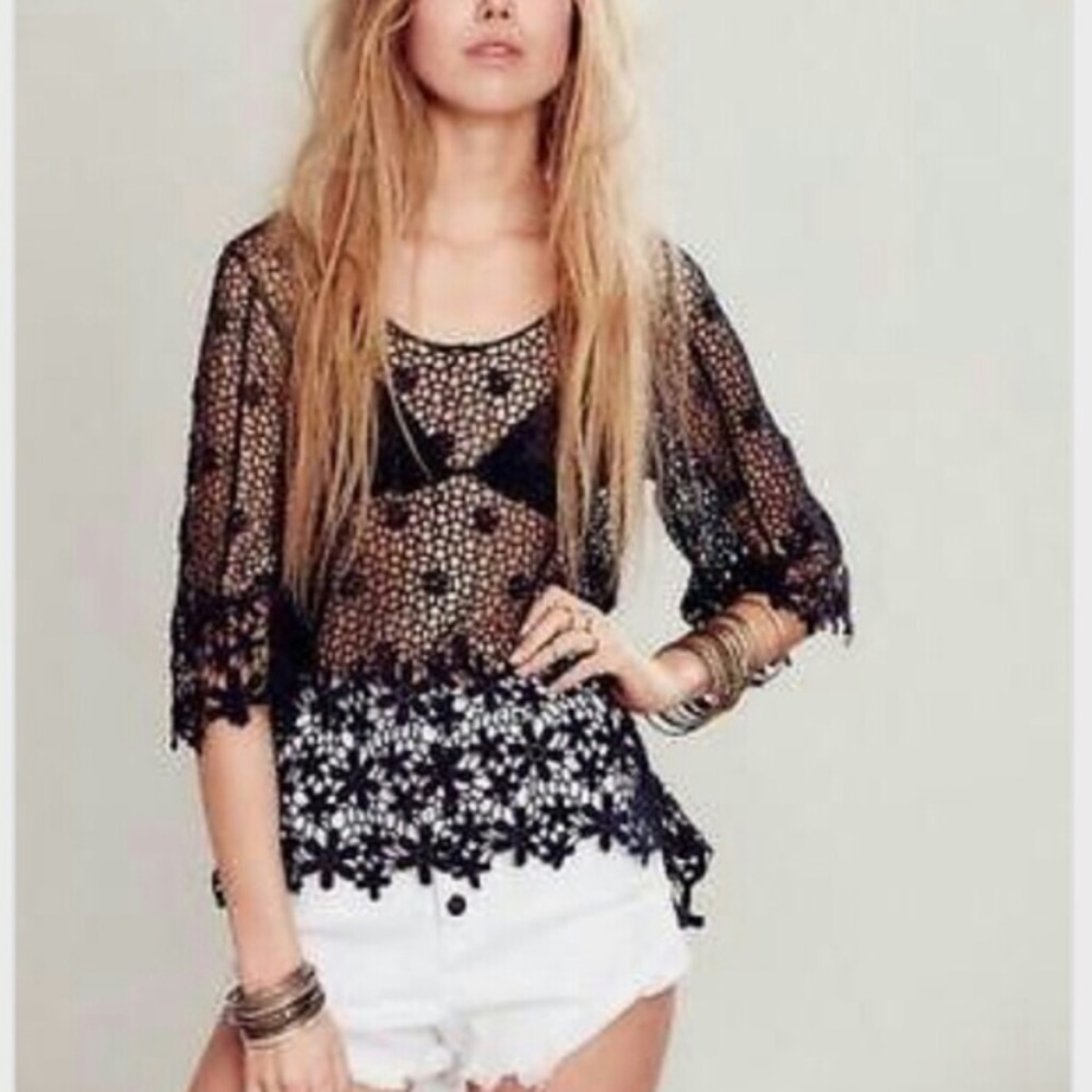 Free People LA LIVIN Flower Shop Top in Grey XS/S
