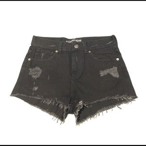 Express high-rise black jean shorts