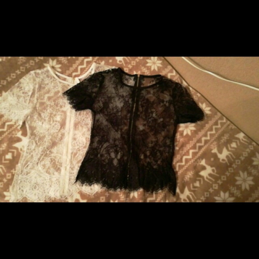 Lace Short Sleeve Zip Shirt