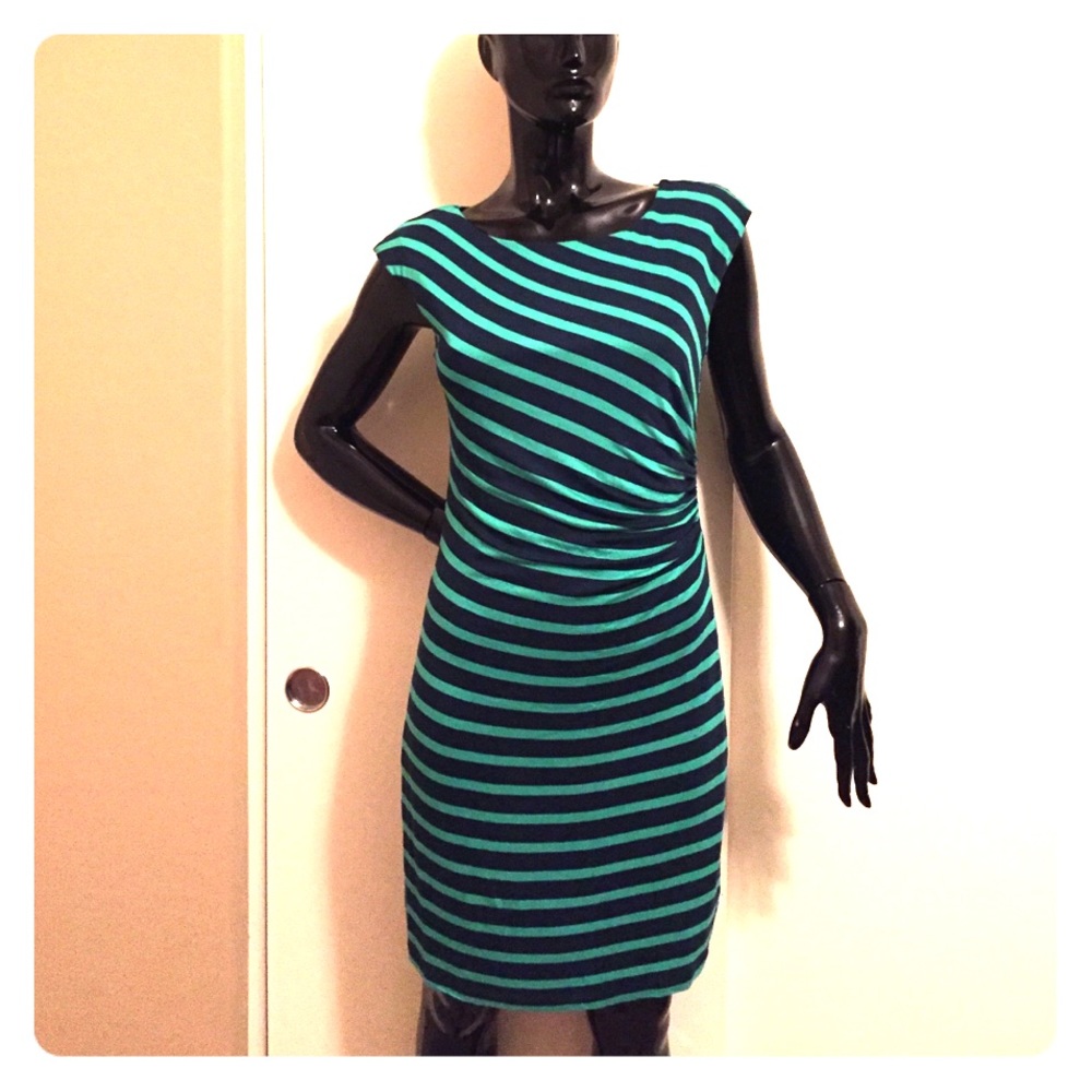 Green and Navy striped LOFT dress