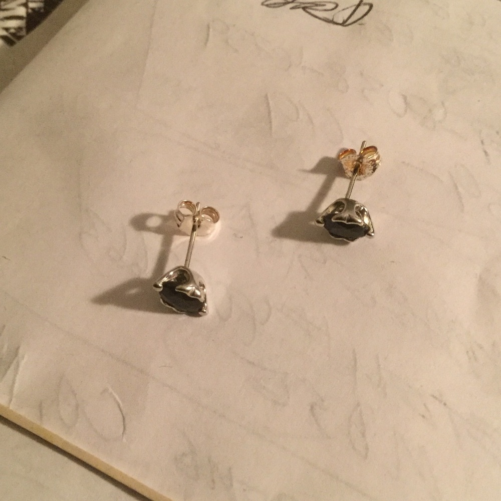 Sterling silver black sapphire studs