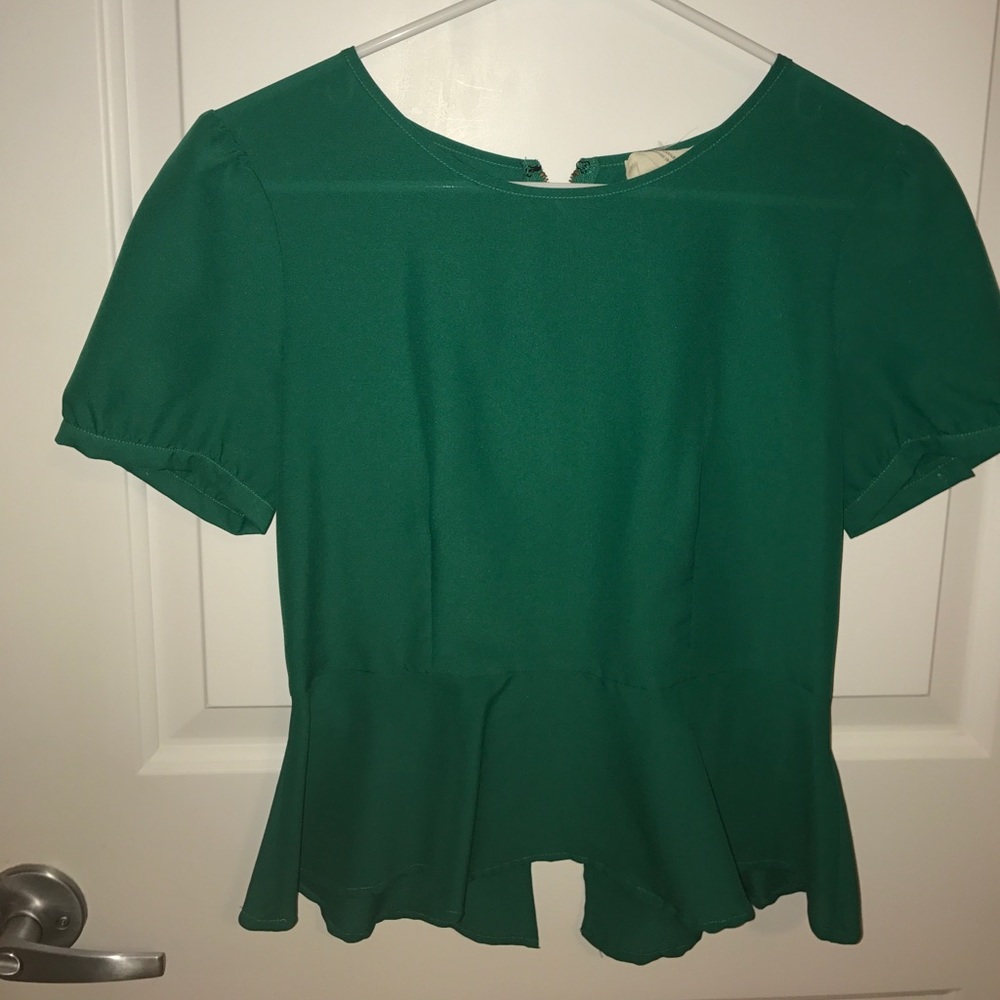 Green peplum blouse from urban outfitters