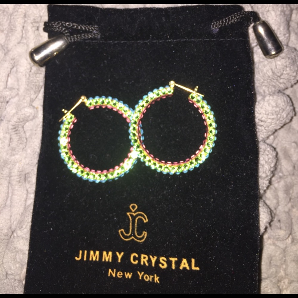Multi colored jimmy crystal mini hoops
