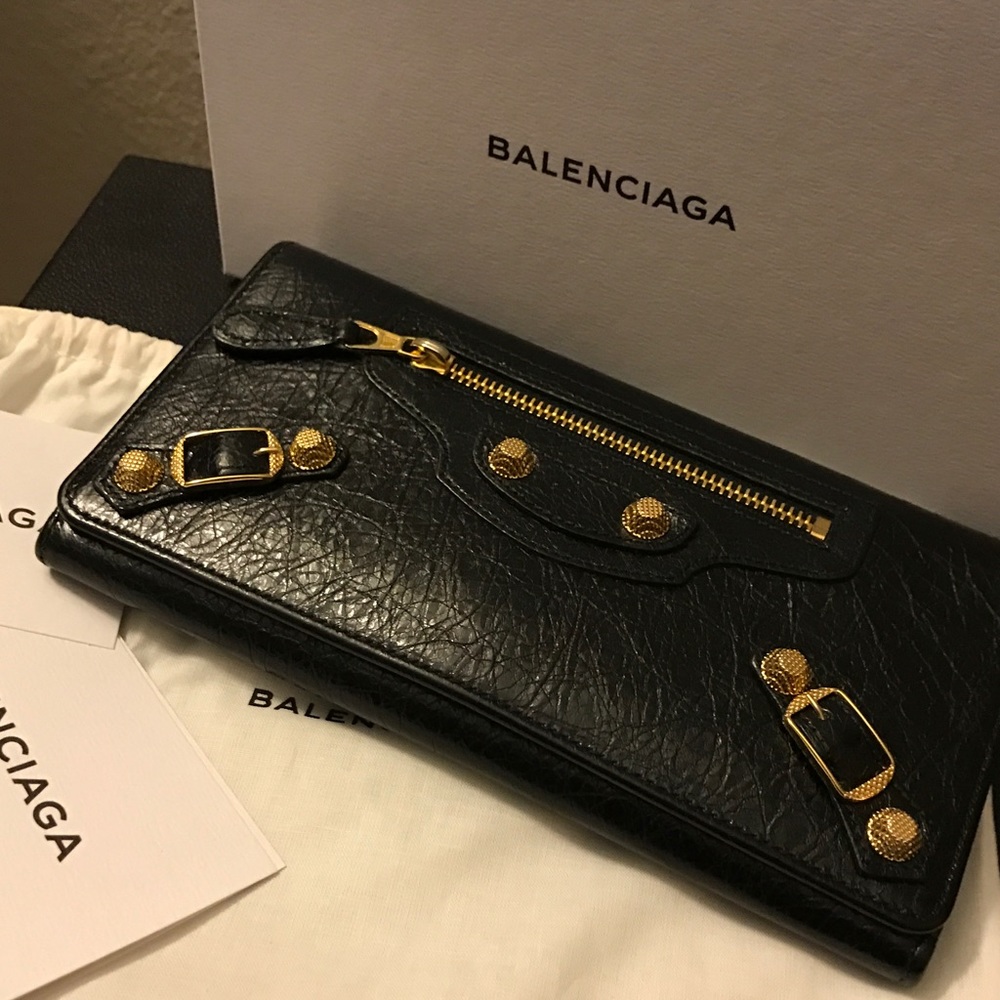 Balenciaga Giant Money wallet, blk/ gold hardware