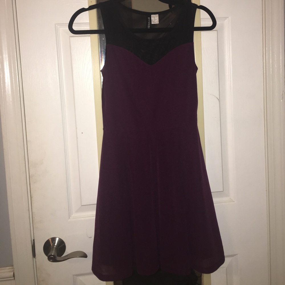 Mesh accent skater dress