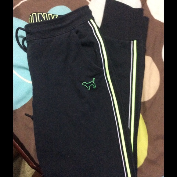 Victoria's Secret black and green joggers - Picture 1 of 3