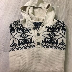 21 men cable knit hooded holiday sweater