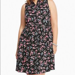 Floral Print Challis Button Front Dress