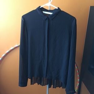 ZARA Sheer Black Button Down