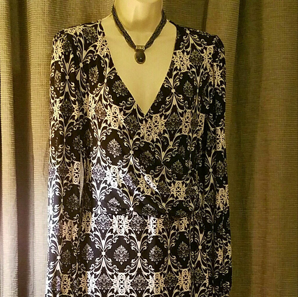 Max & Cleo Multi Colored Wrap Dress Sz L
