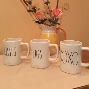 Kisses, Hugs, OXOX Rae Dunn mugs