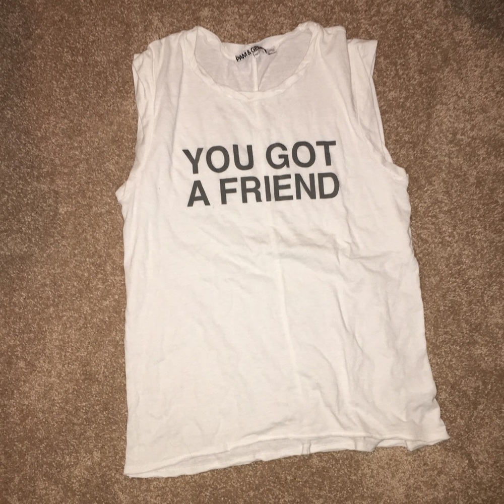 White Graphic T- Shirt Sleeveless