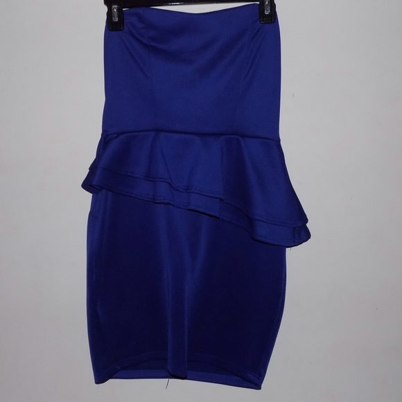 Royal blue strapless dress - Picture 2 of 2