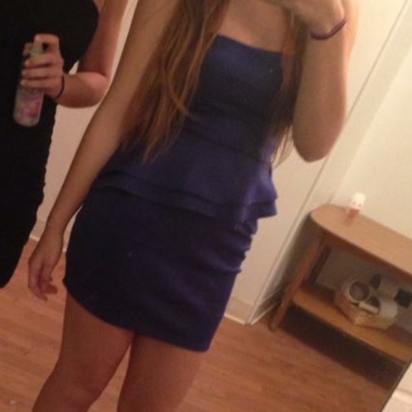 Royal blue strapless dress - Picture 1 of 2