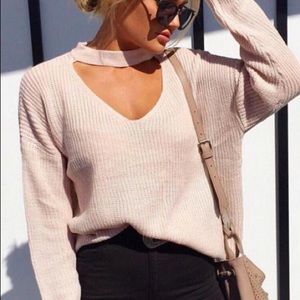 white choker sweater