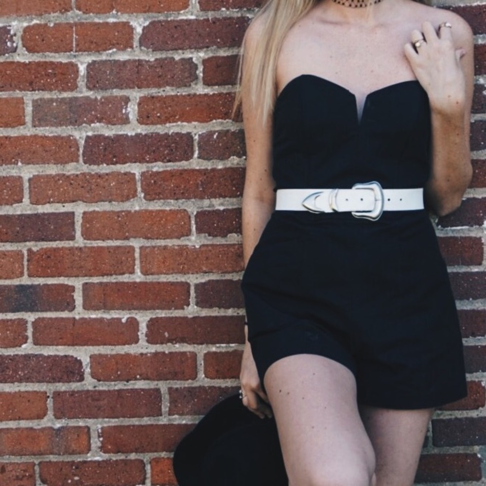 Black Strapless Romper