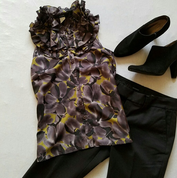 J. Crew Tops - J. Crew silk blouse flower print size 2