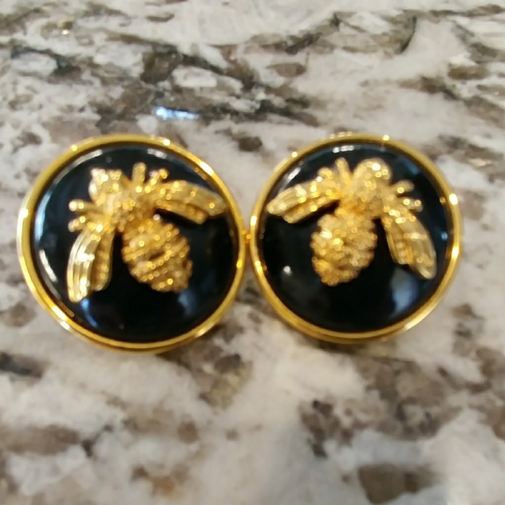 Vintage Joan Rivers Bee Pierced Earrings.