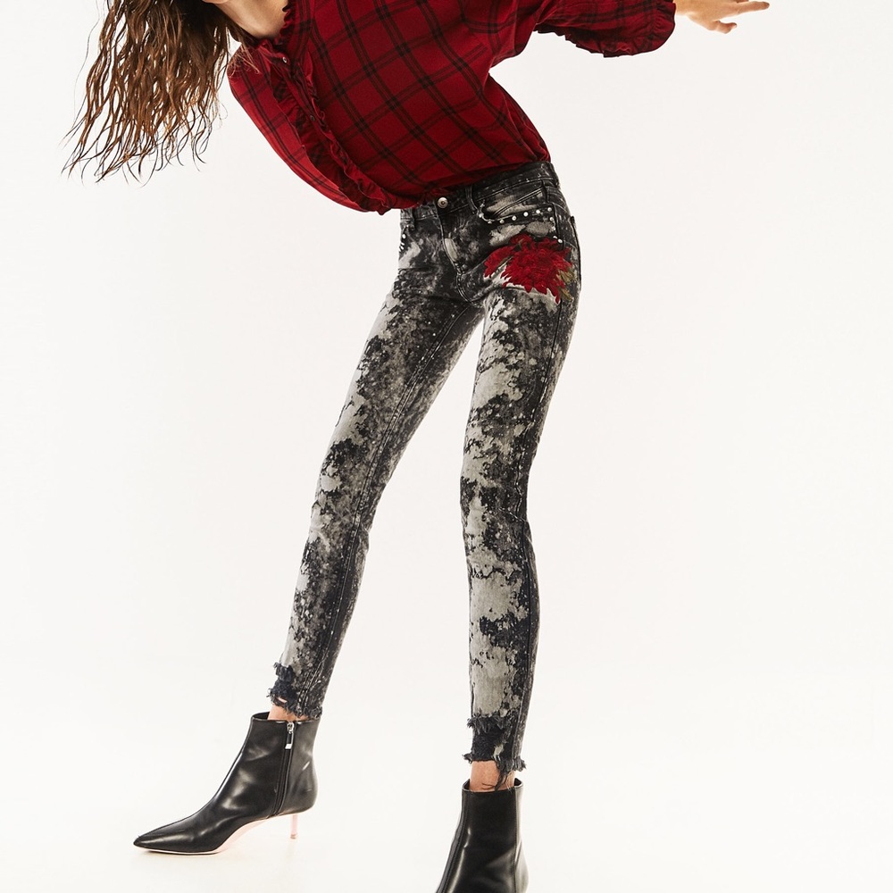 ZARA 2016 Fall Embroidered Skinny Jeans w/ Tag