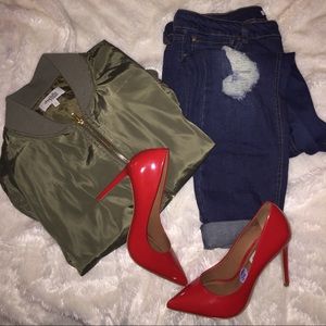 Chic CharlotteRusse Green Bomber Jacket