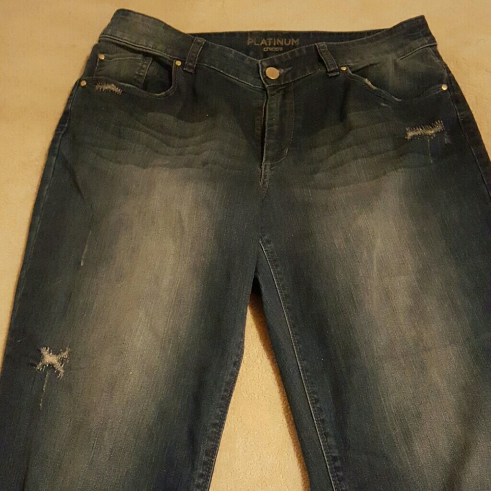 Chico's Platinum distressed skinny jeans, 1.5