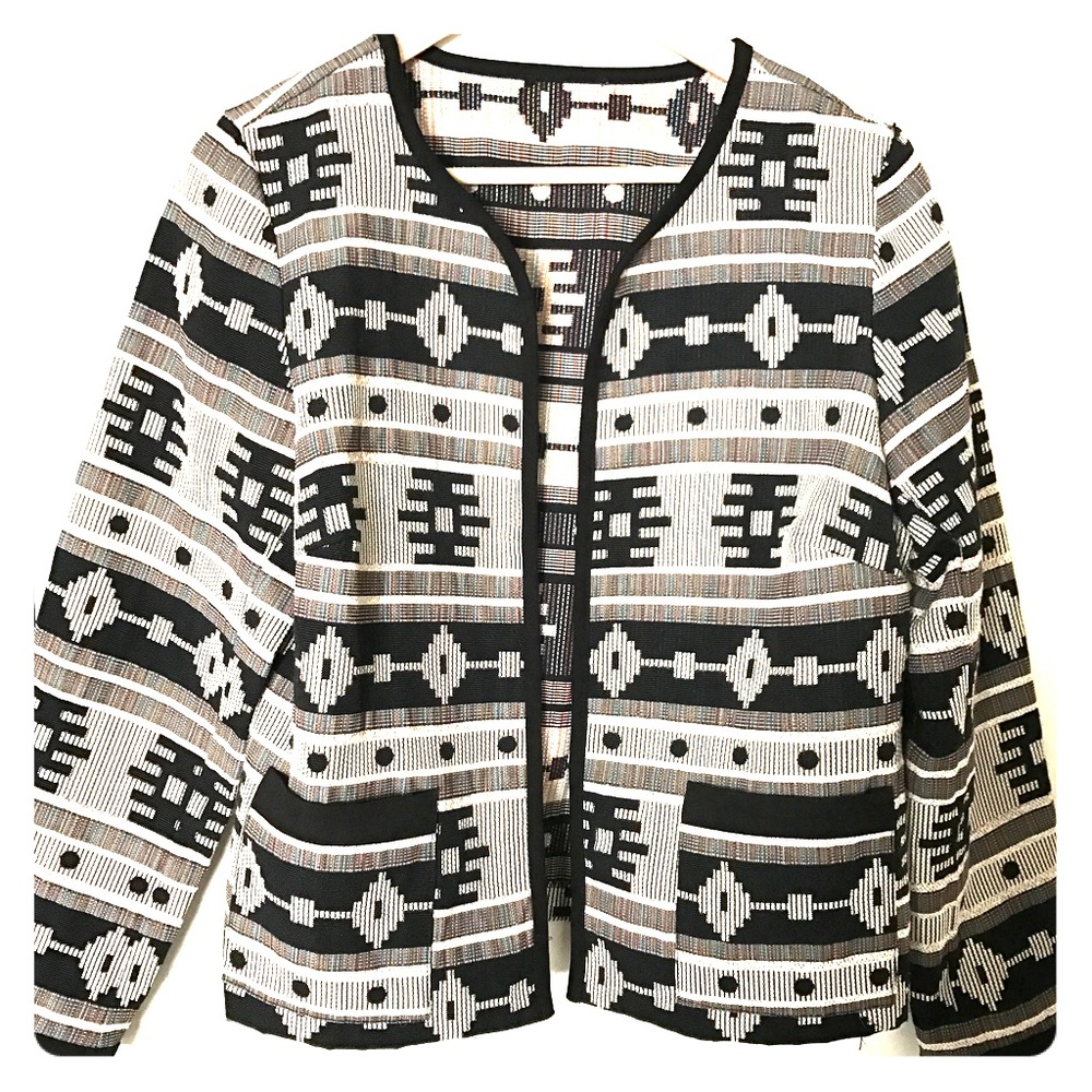 Native print jacket embroidered