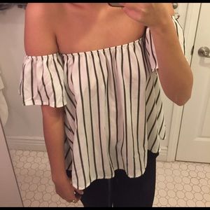 Cute striped off-the-shoulder shirt