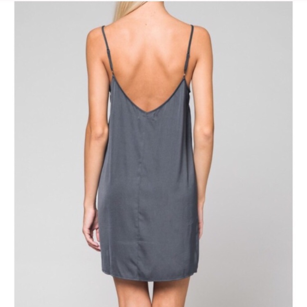 •HONEY PUNCH GRAY SATIN SLIP DRESS• - Picture 3 of 3