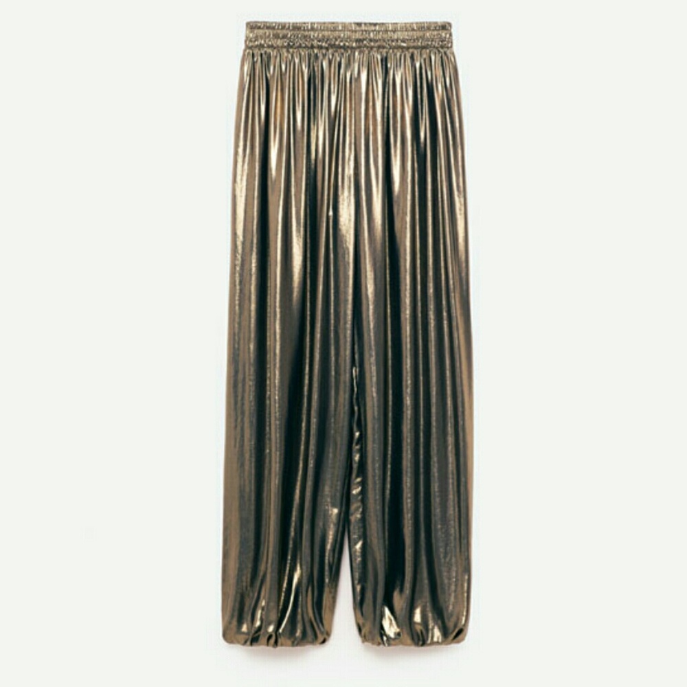 Zara Merallic Dark Silver Trousers - Picture 4 of 7