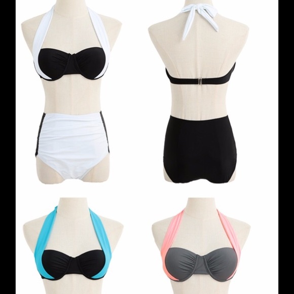 SALE!!! BLACK/WHITE HIGH WAIST BIKINI - Picture 3 of 3