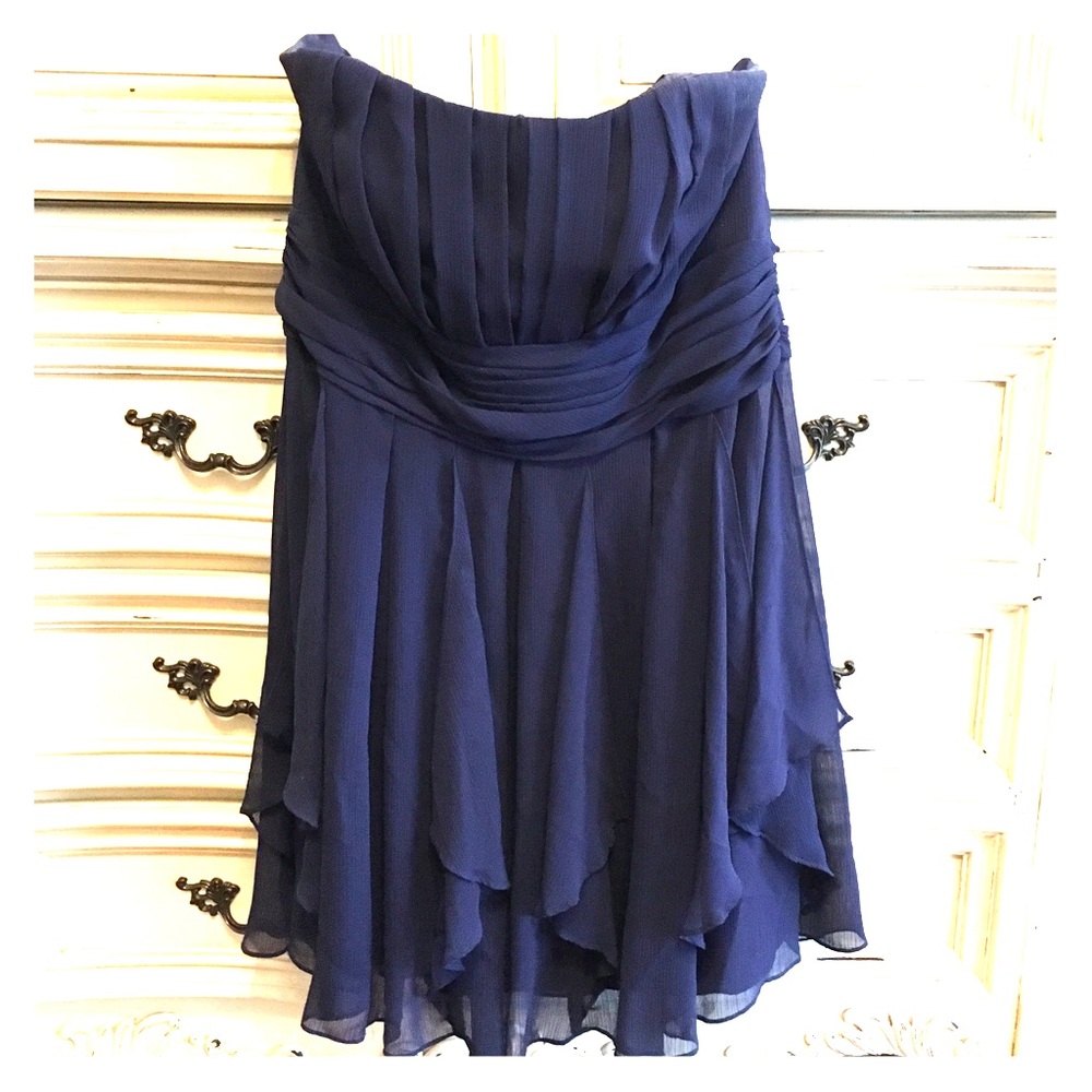 Navy blue strapless short formal