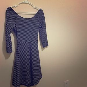 👗Black and white horizontal striped dress