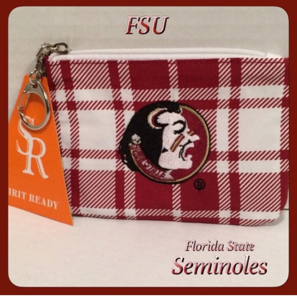NWT FSU SEMINOLES EMBROIDERED COIN PURSE / ID WALLET