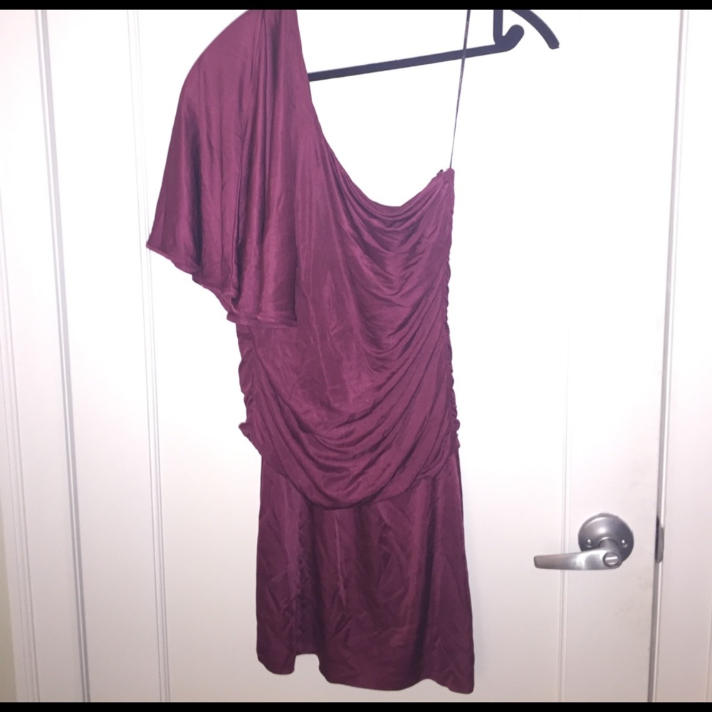 Black Halo One Shoulder Cocktail Dress in Fuchsia