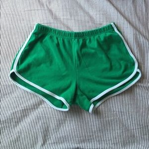 Green american apparel track rave festival shorts